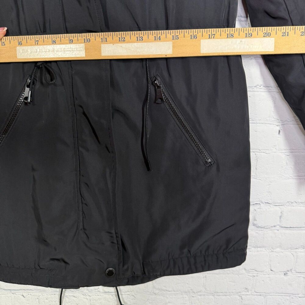 Marc New York Womens Medium Black Down Puffer Parka Coat Faux Fur Hood Long - Picture 13 of 16